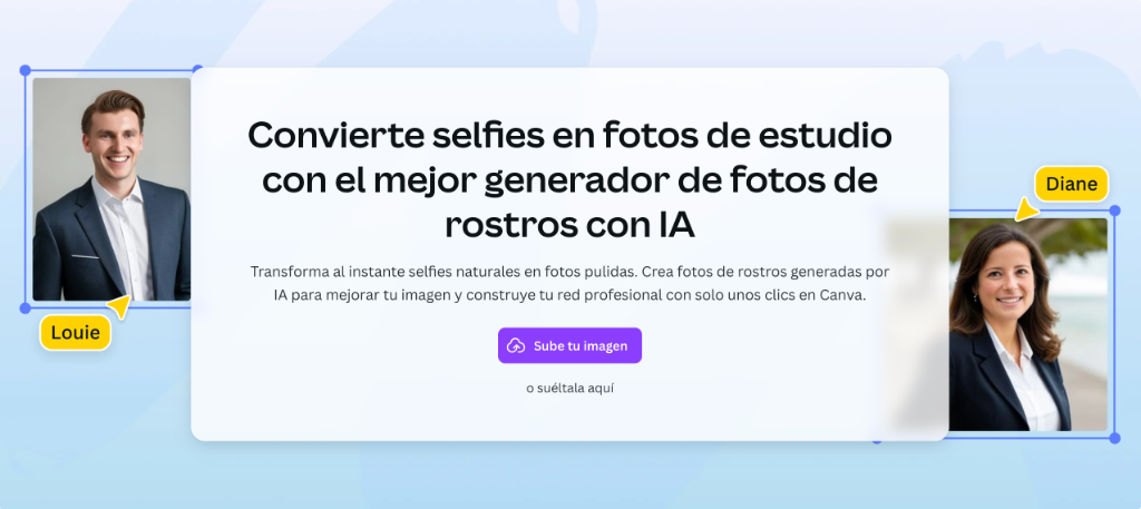 Generador de fotos de rostros con IA en Canva