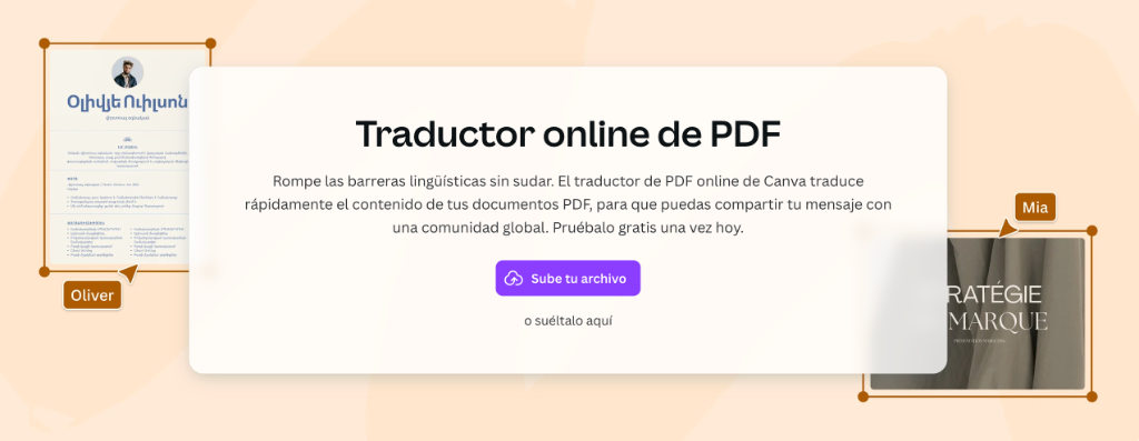 Traductor online de PDF en Canva